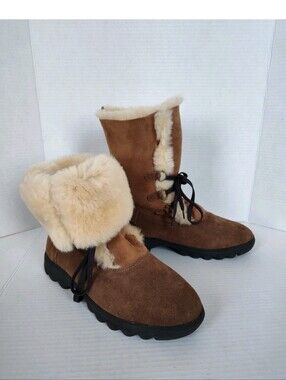 CLOUD NINE Sheepskin Rosalita Size 11 Brown Suede Pull-On Convertible Boots